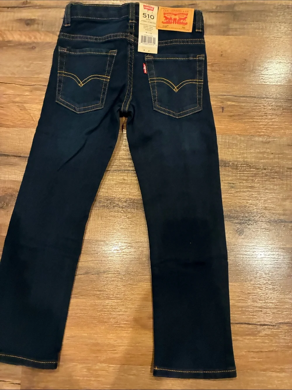 Kids Slim Straight Jeans Matching Set - Dark Blue with Red Flannel Shirt